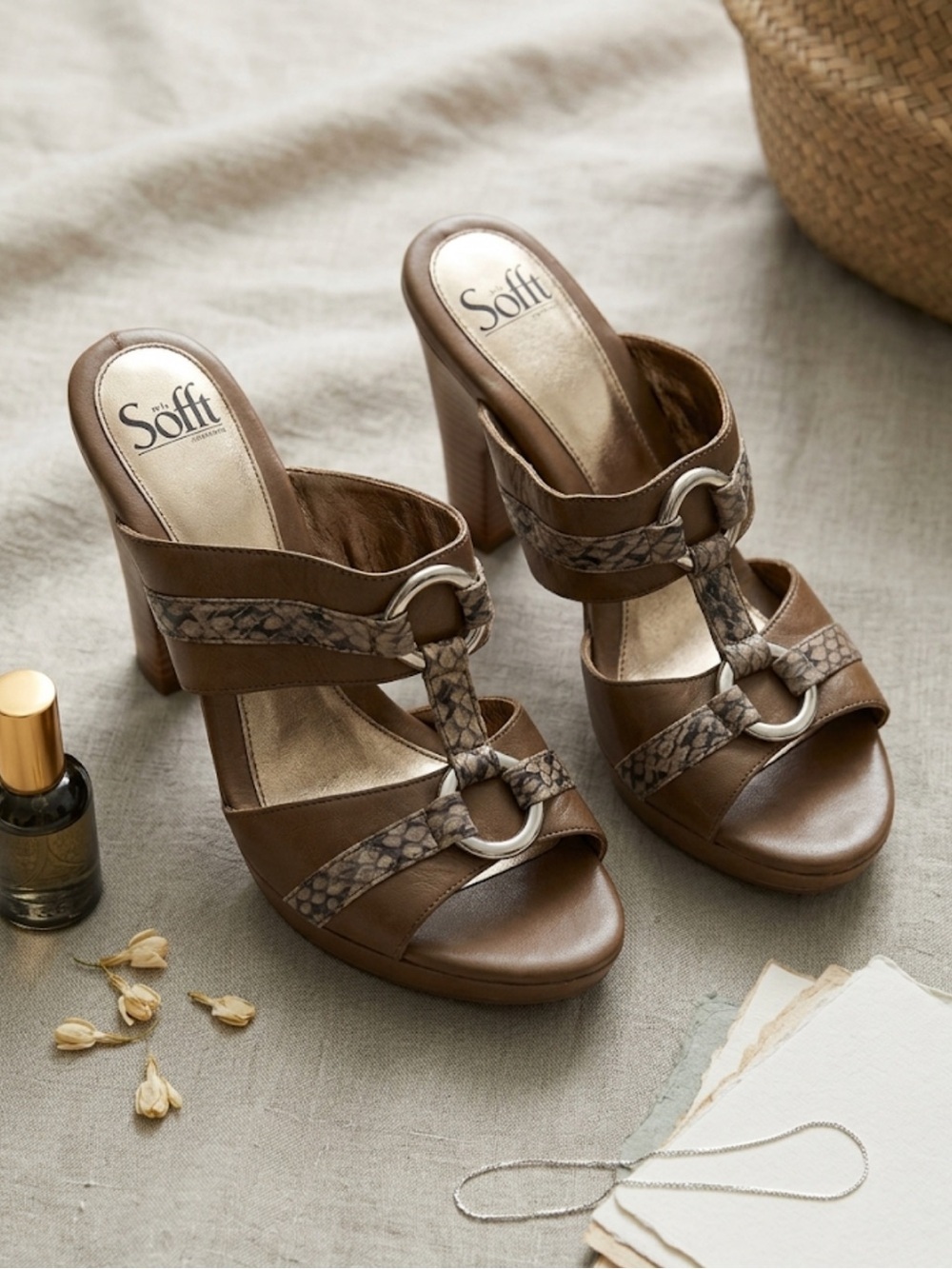92 Söfft Calvados Snakeskin Sandals Size 10 | Leather Elegance | Glam & Comfort